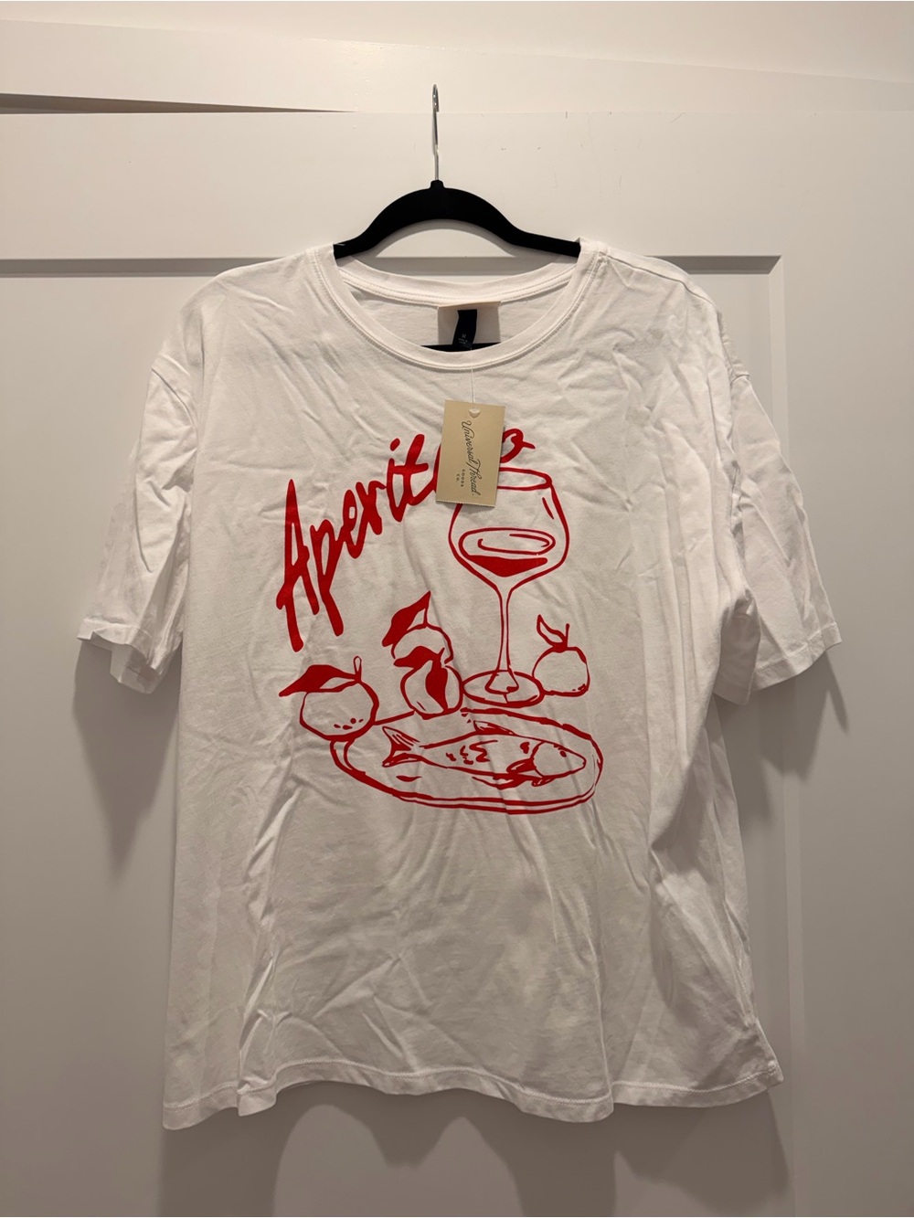 Universal Thread White Tee with Red Script Logo